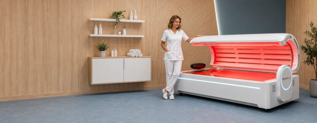 Vörösfényterápiás kabin az Imagine Health Centerben